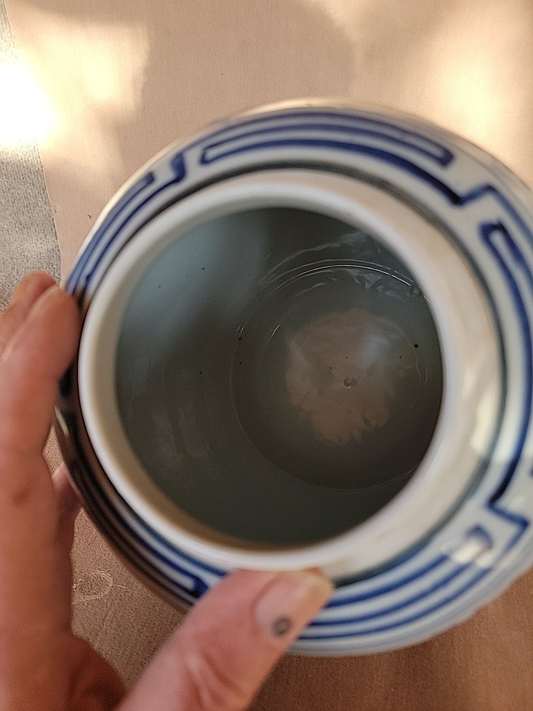 Vintage Chinese Ginger Jar & Lid Blue and White Porcelain Double Happiness 10"