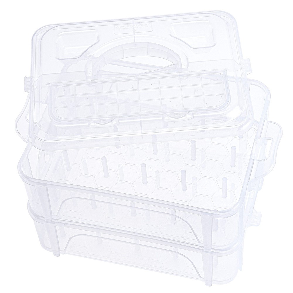 New brothread 2 Layers Stackable Clear Storage Box/Organizer for 2