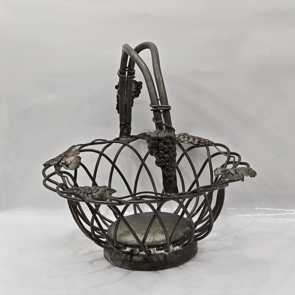 Studio Silversmiths By Godinger SILVER PLATE WIRE BASKET GRAPEVINE Swing Handle