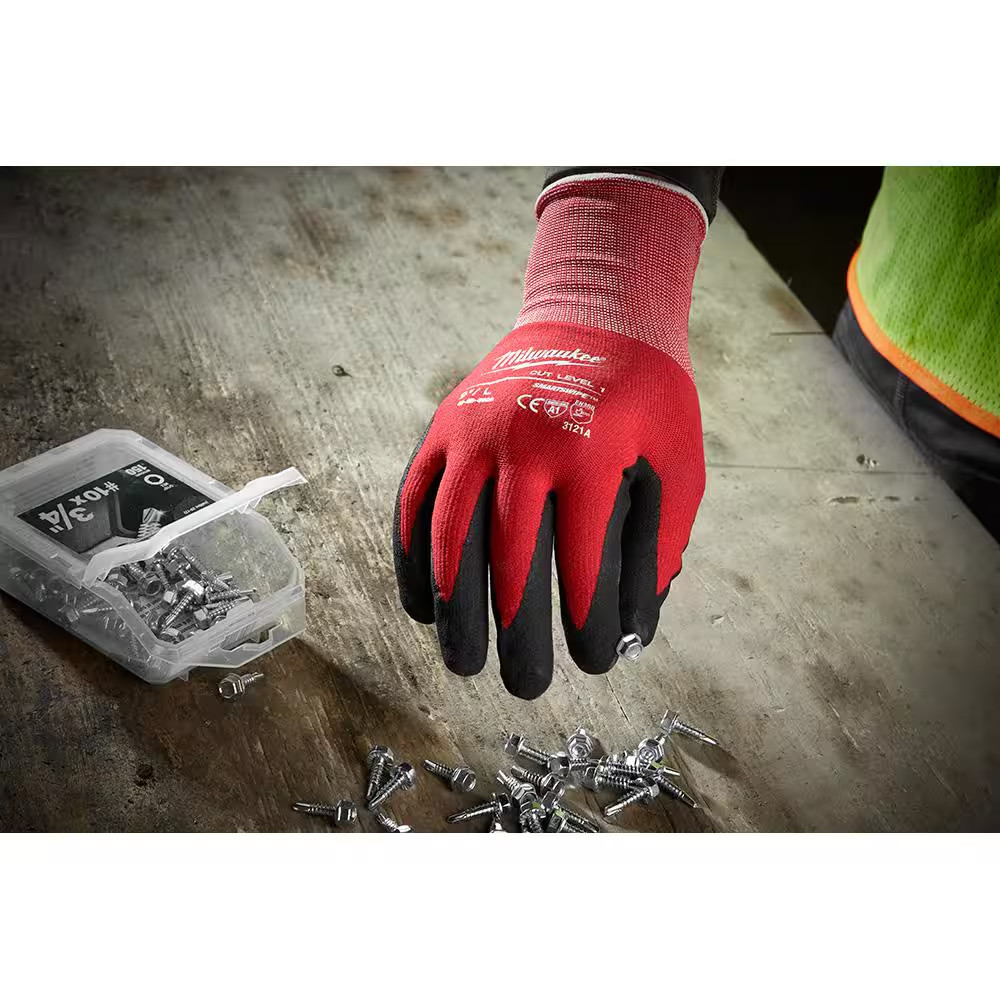 X-Large Red Nitrile Level 1 Cut Resistant Dipped Work Gloves (8-Pack)