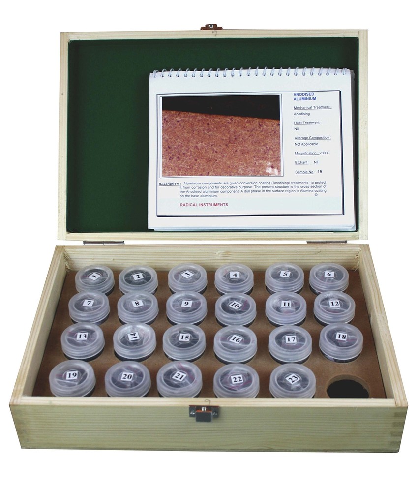 Standard Metallurgy Slides Reference Sample Kit for Microscope ‒ 23 Specimens