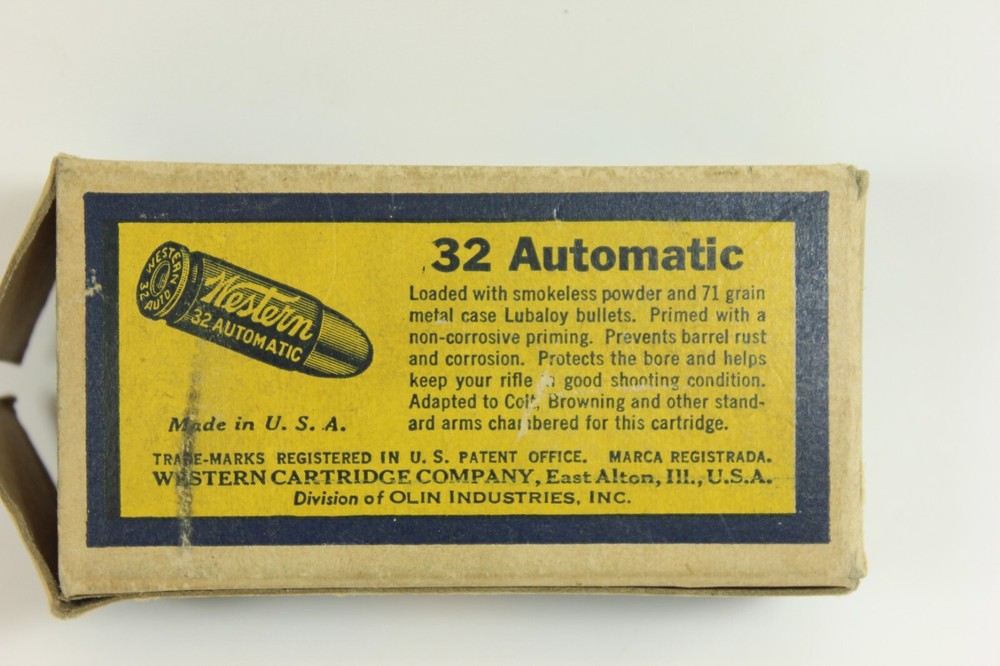 Vintage Western 32 Automatic Cardboard Empty Shell Box as shown