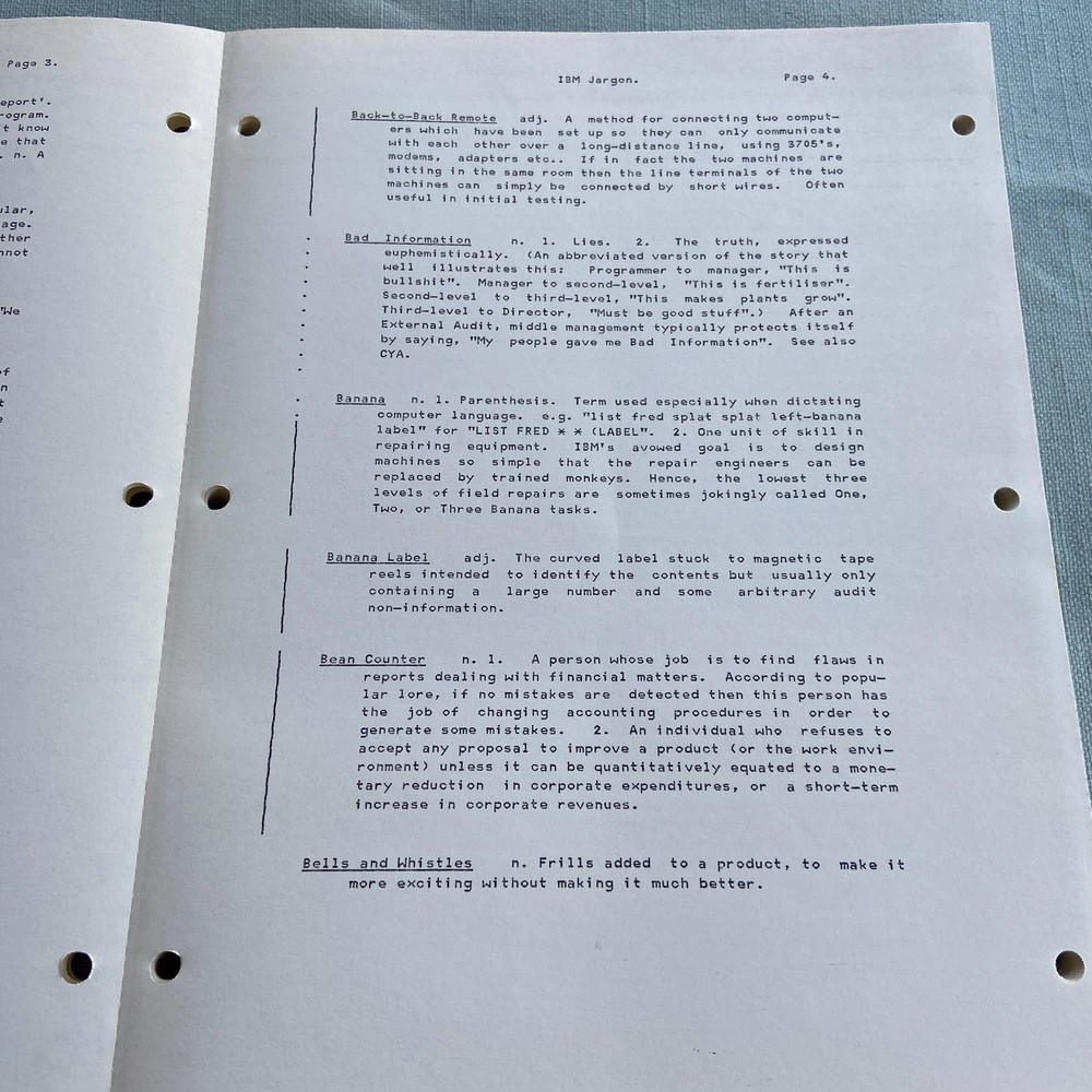 IBM Internal Document Jargon General Computing Dictionary Manual 6th Ed. 1983