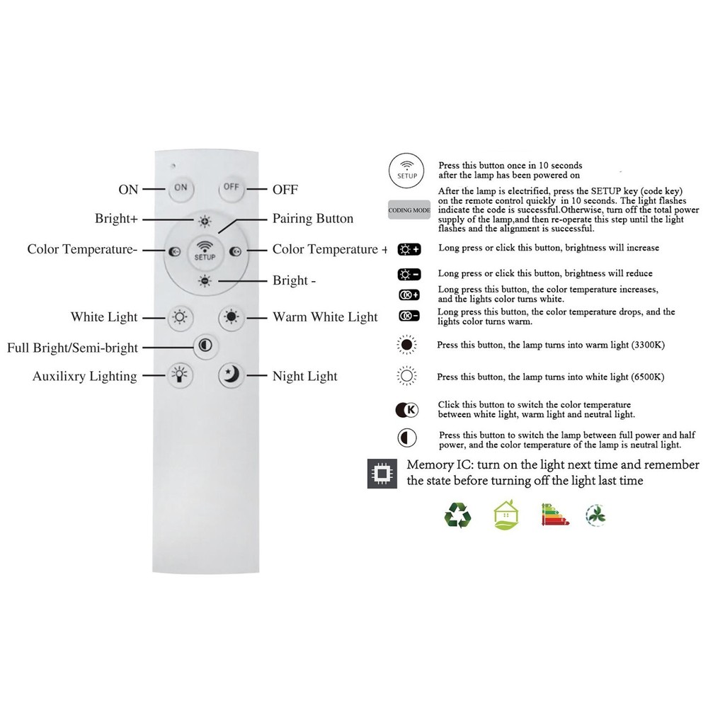 6-Ring Dimmable LED Ceiling Lamp – White Flush Mount Light with Remote Control