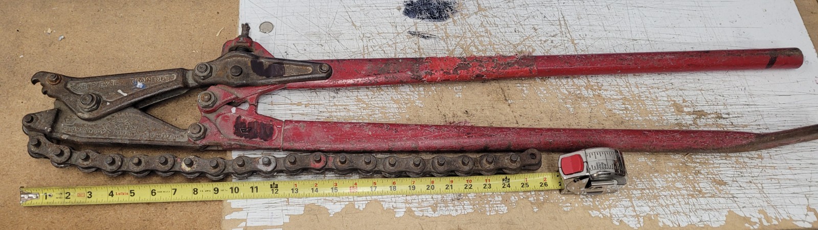Wheeler-Rex 590-06 Manual Chain Soil Pipe Cutter 26" Chain Needs New Drive Screw