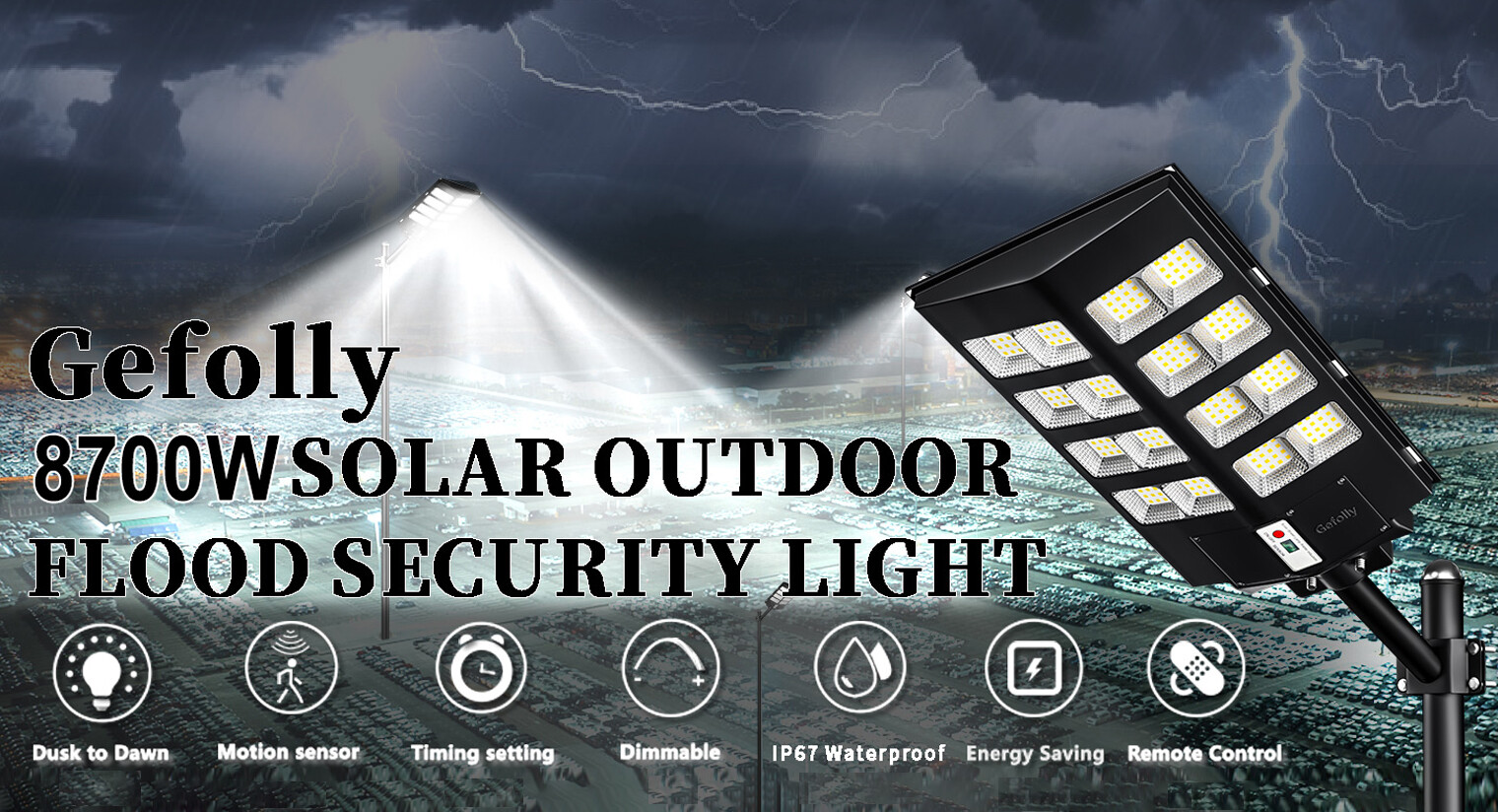 9900000000LM Commercial Solar Street Lights Outdoor Dusk to Dawn Super Bright