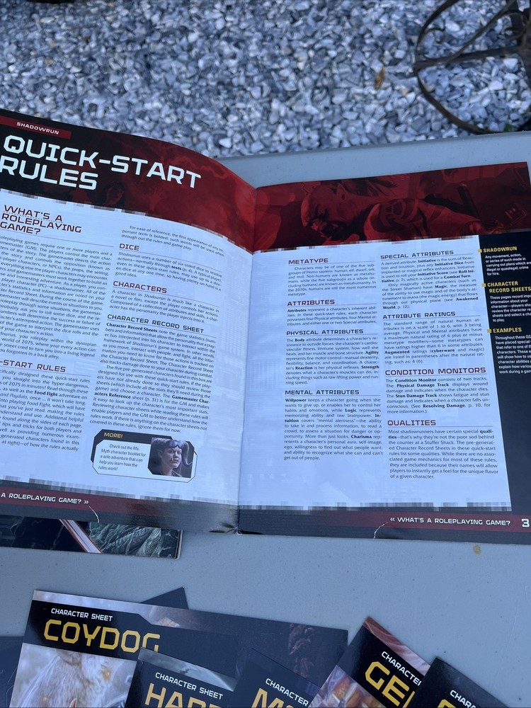 Shadowrun Characters Sheet, Quick Start Rules & Misc