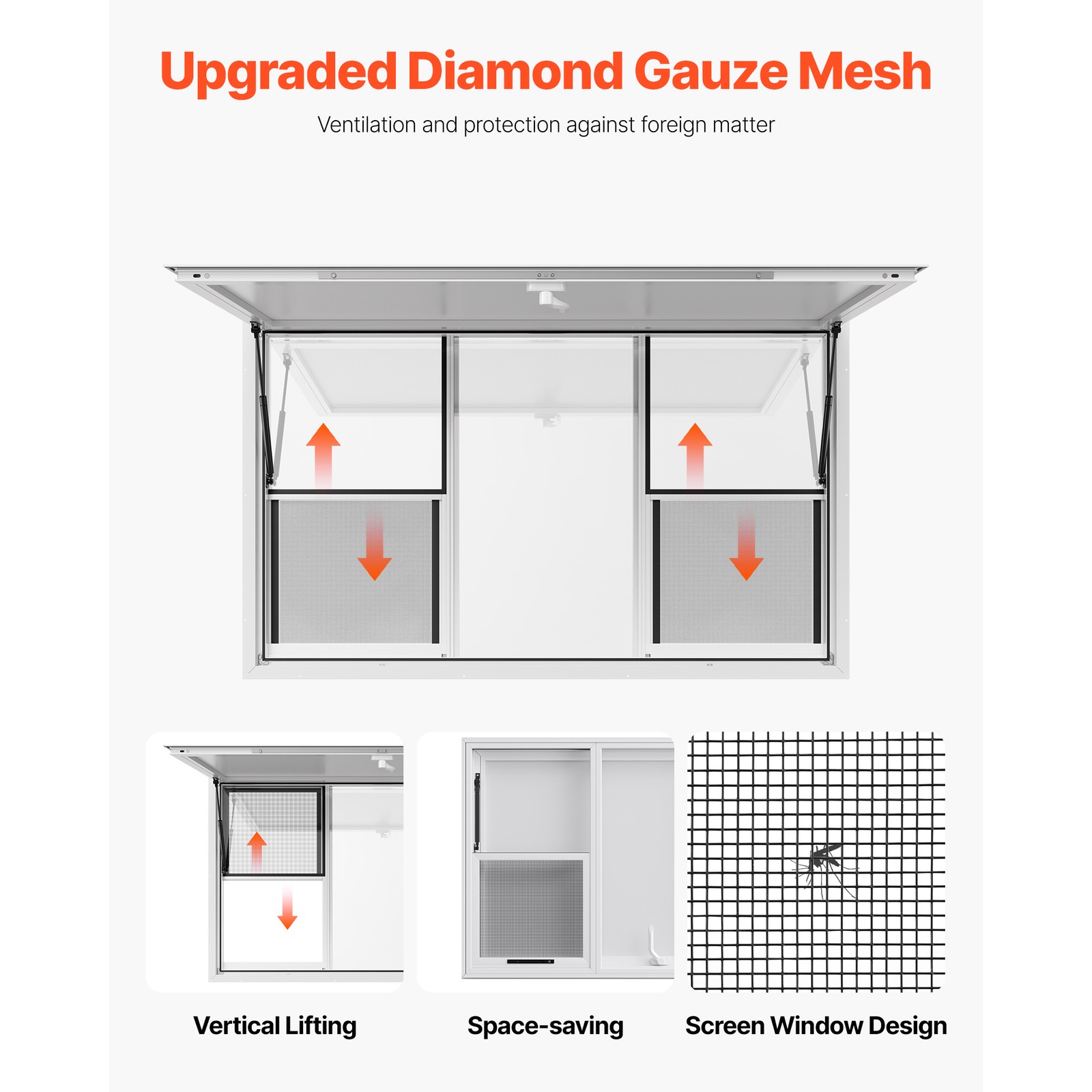Uimoso 60x36in Concession Food Truck Service Window with Aluminum Alloy Awning