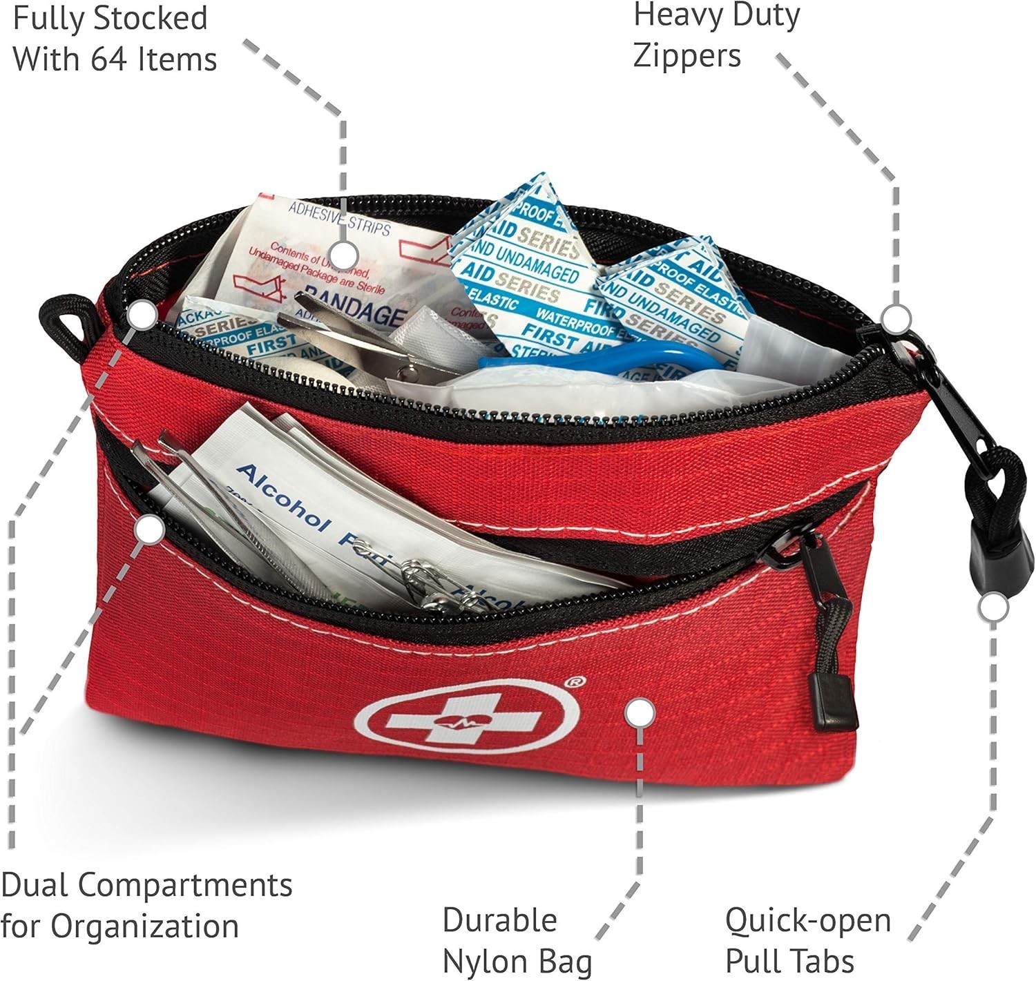 Swiss Safe 2-in-1 First Aid Kit for Car Travel Home & Camping 64 PIECE