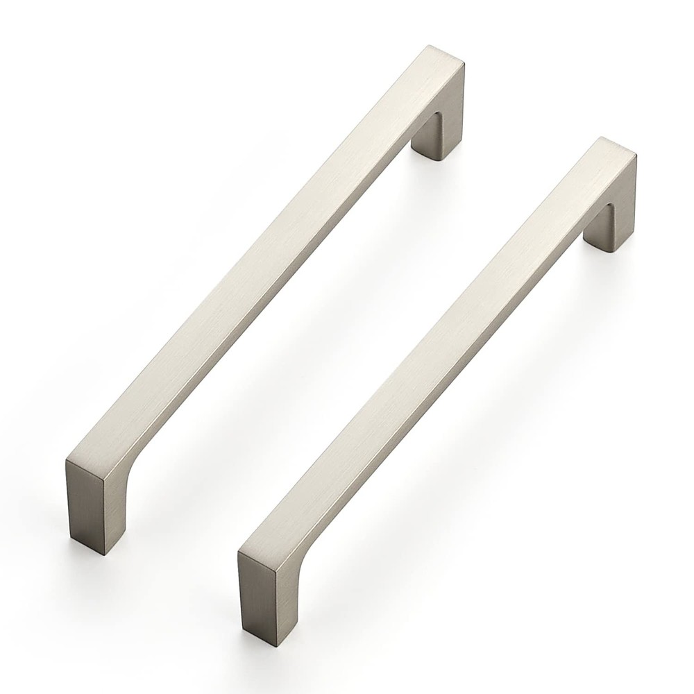 30 Pack Solid 5 Inch Square Cabinet Handles - Brushed Nickel Pulls for Kitche...