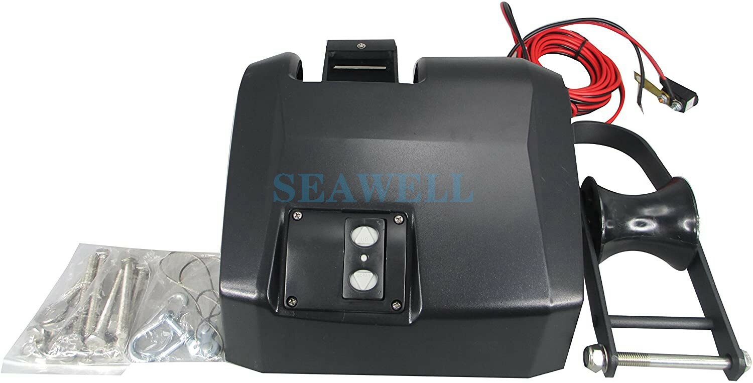 35 LBs Boat Saltwater Electric Anchor Winch With Wireless Remote Control black