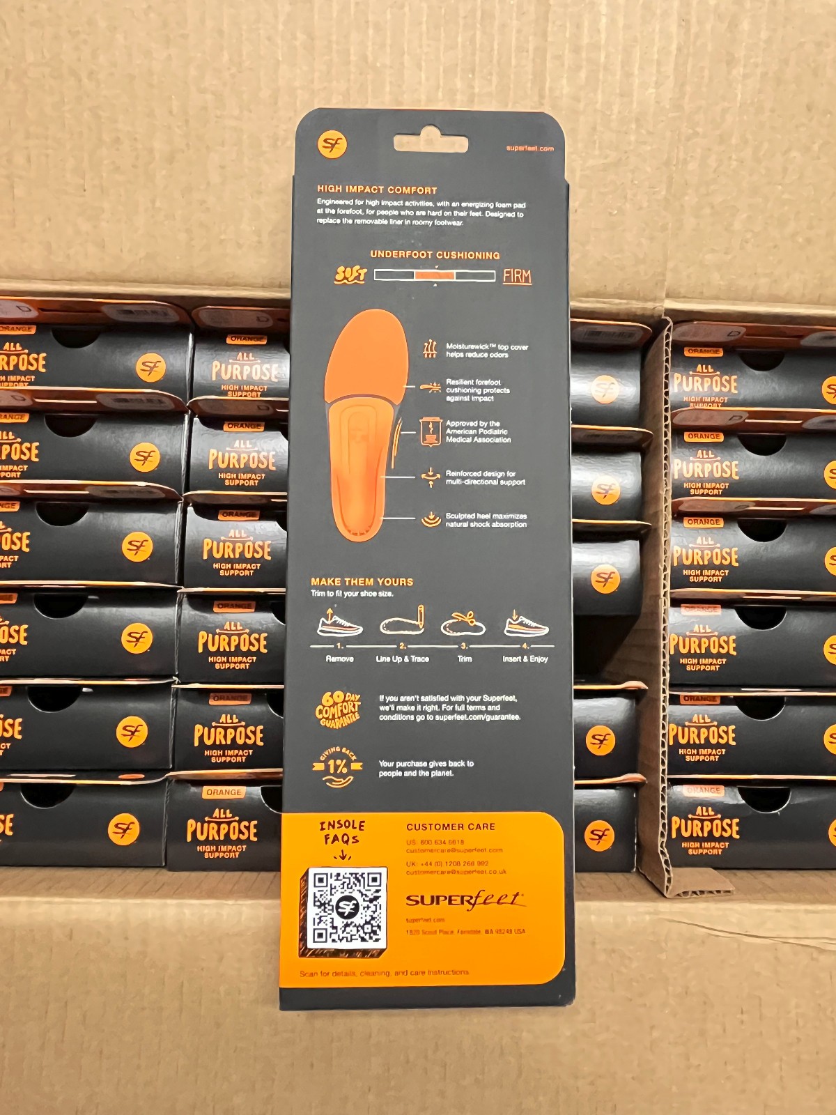 Superfeet All purpose Orange Insoles inserts SIZE D M 7.5-9 / W 8.5-10
