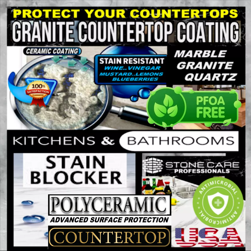 STONE SEALER POLYCERAMIC CLEAR COATING ETCH & STAIN RESISTANT