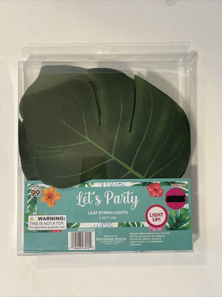 8 Tropical 7” Leaf String Lights 6.5 Ft. New