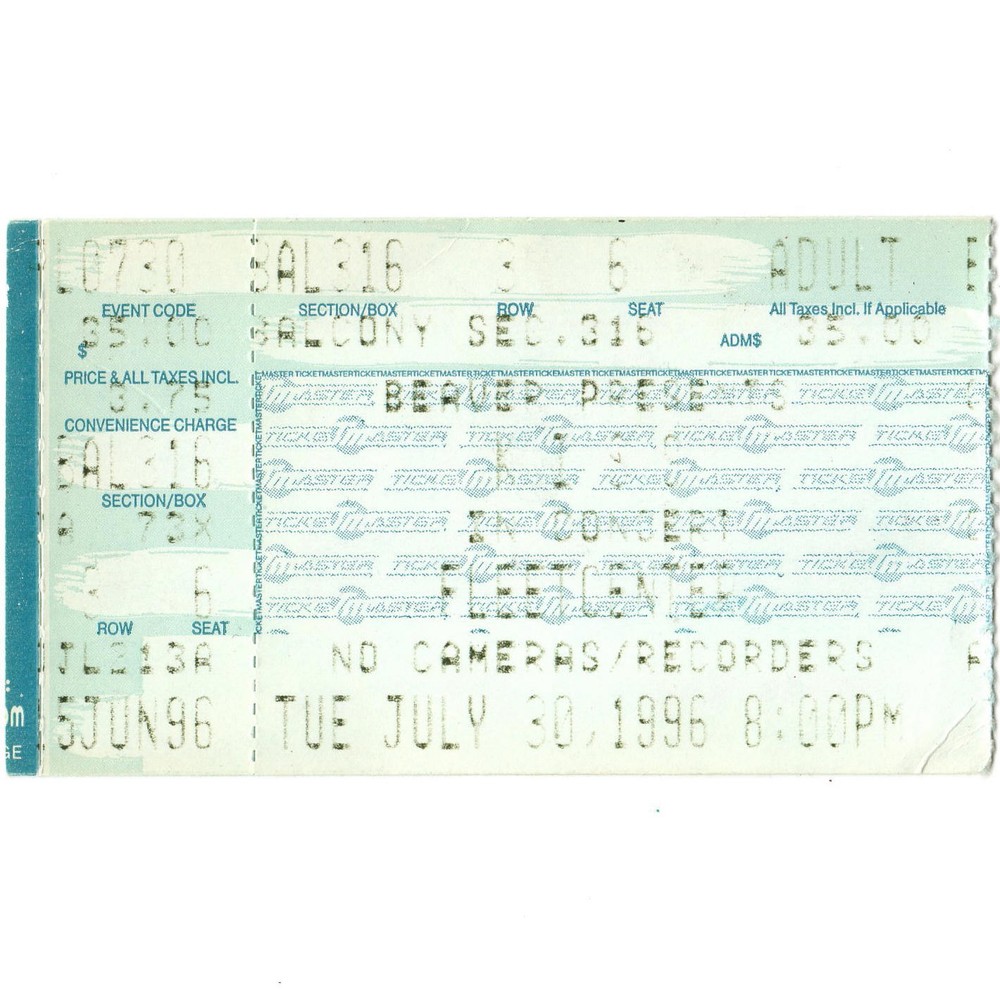 KISS & THE NIXONS Concert Ticket Stub BOSTON MA 7/30/96 FLEET ALIVE WORLDWIDE