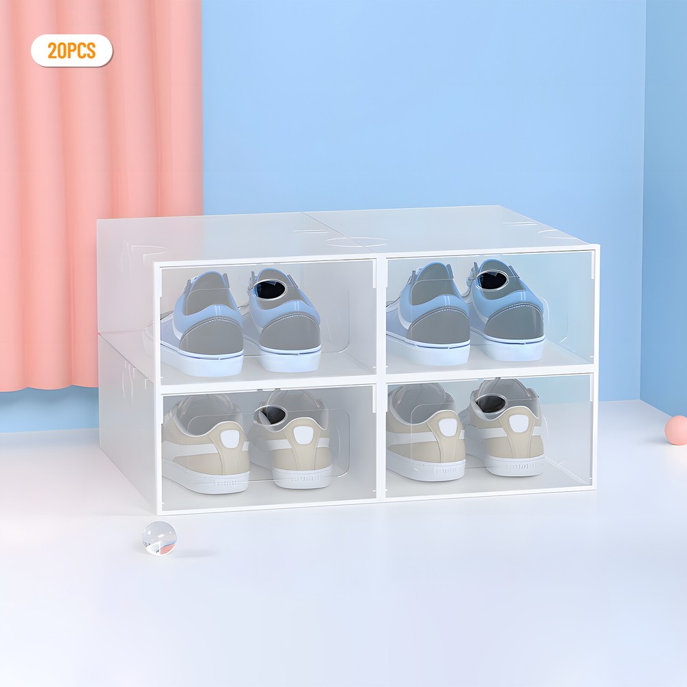 Stackable Shoe Storage Box Durable Plastic Sneaker Display Case Organizer 20pcs