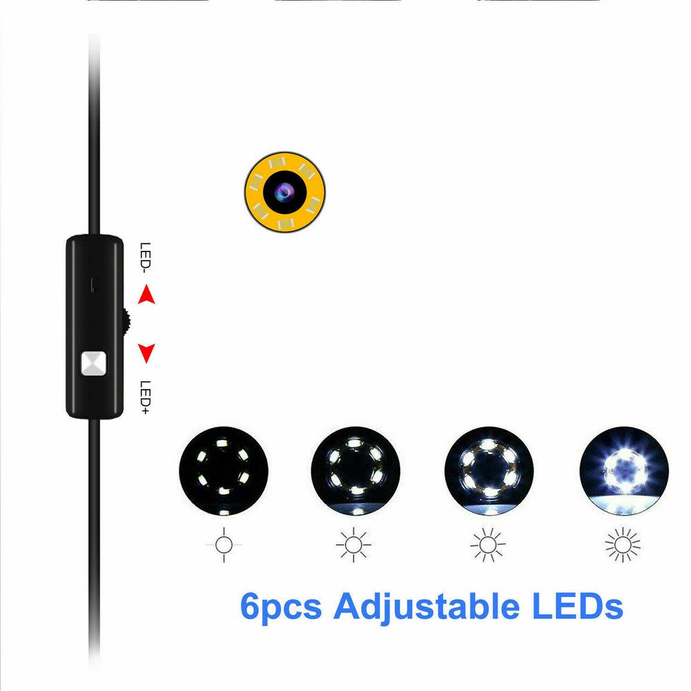 16.4FT Endoscope 7mm Borescope Inspection USB Camera Snake For Android PC Type-c