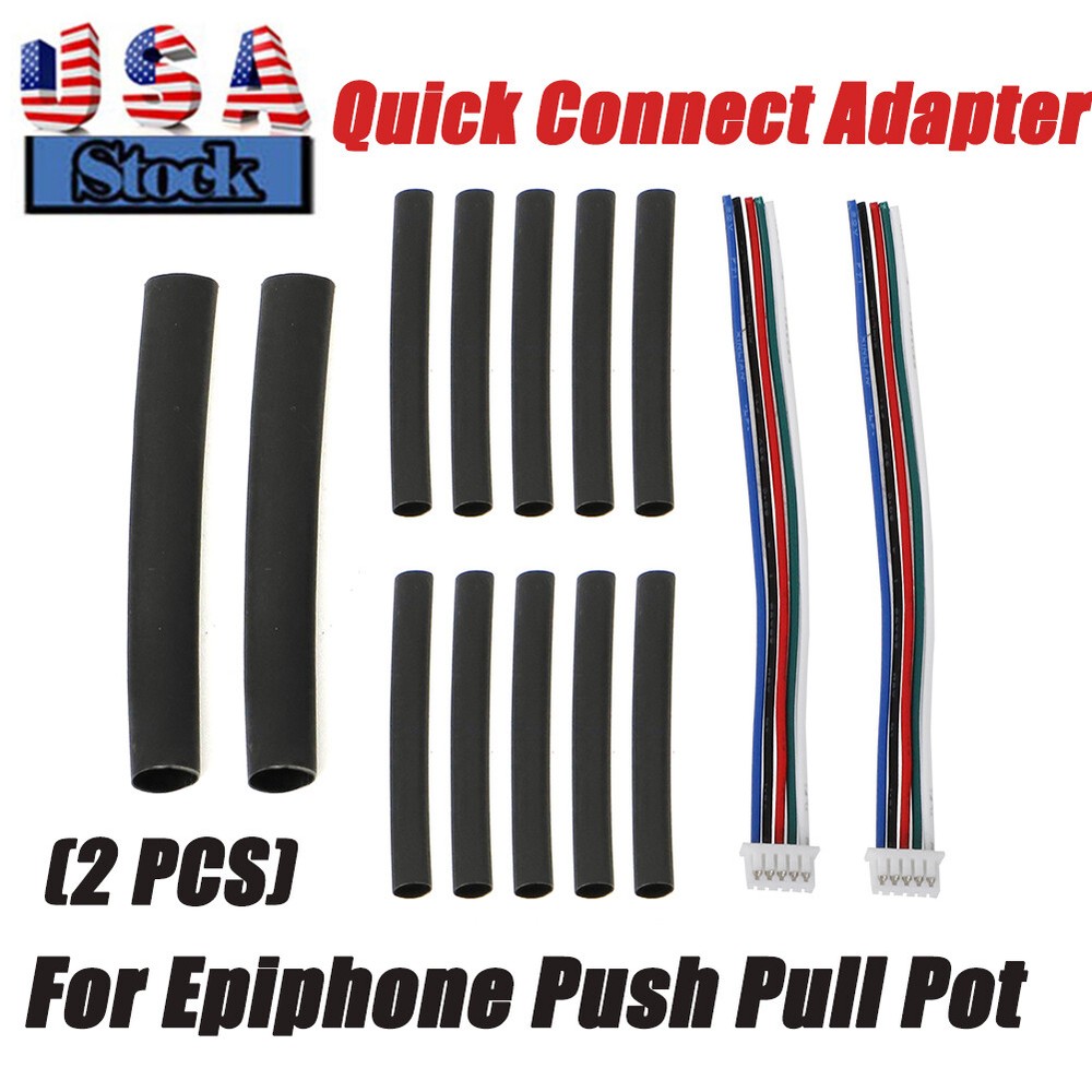 For Epiphone Push Pull Pot Pickup Connectors Pro Plug 2 x Quick Connect Adapters