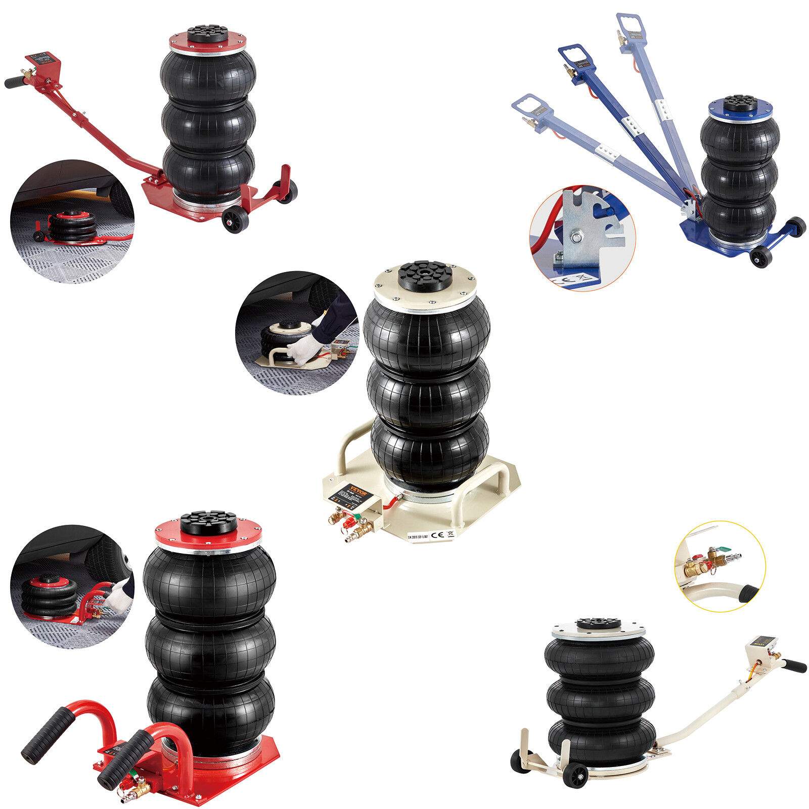 VEVOR Triple Bag Air Jack 6600/11000 lbs Pneumatic Jack for Car SUV Lifting