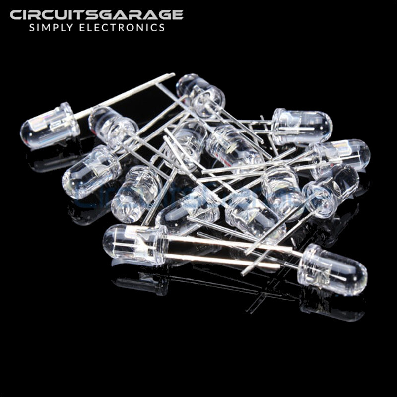 50 X 5mm Ultra Bright Water Clear White LED Light Emitting Diode Bulb - USA