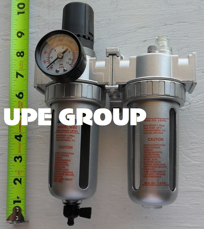 1/2" MID FLOW COMBO PARTICULATE FILTER / REGULATOR & LUBRICATOR COMPRESSED AIR