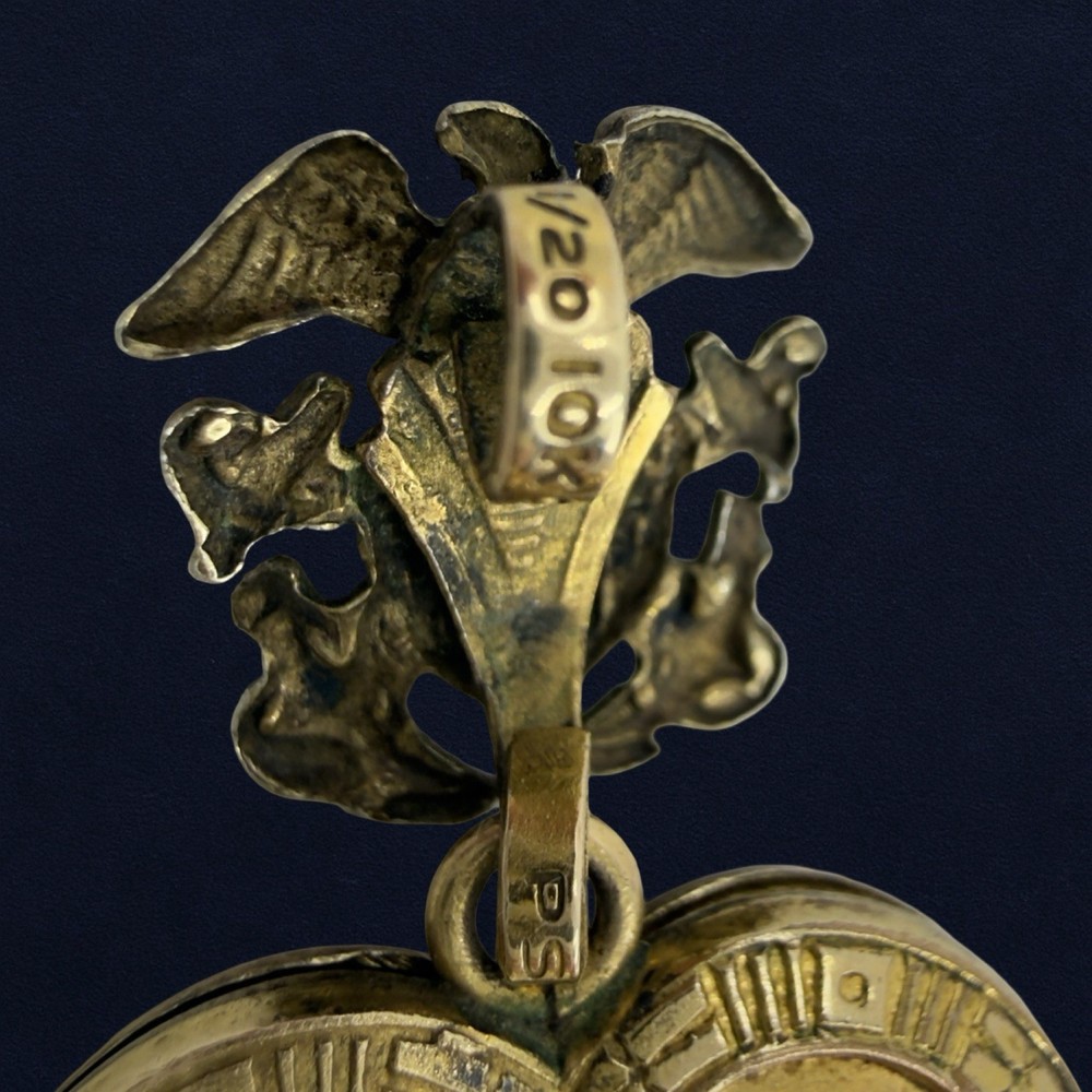 WWII Air Force Navy 10K G.F GOLD Sweetheart Heart LOCKET Pendant Watch Charm Fob