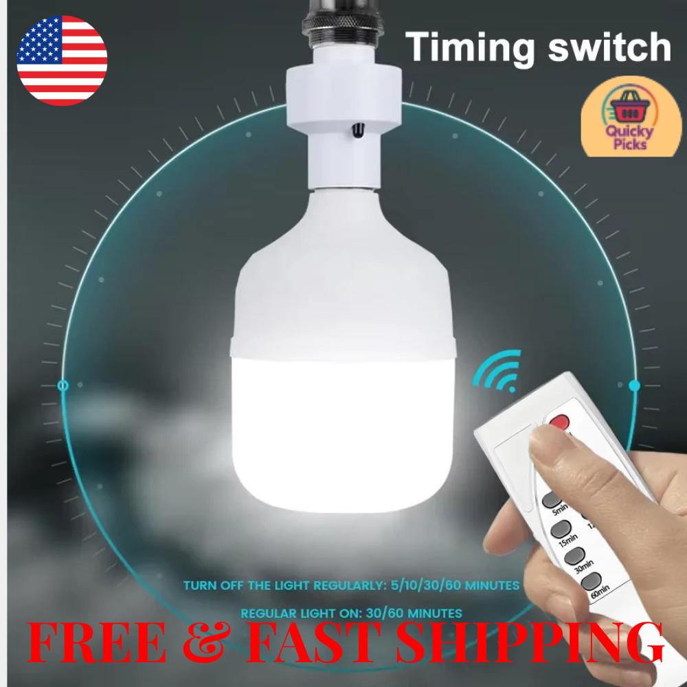 Wireless Remote Control Light Lamp E27 Screw Bulb Base Holder Cap Socket Switch