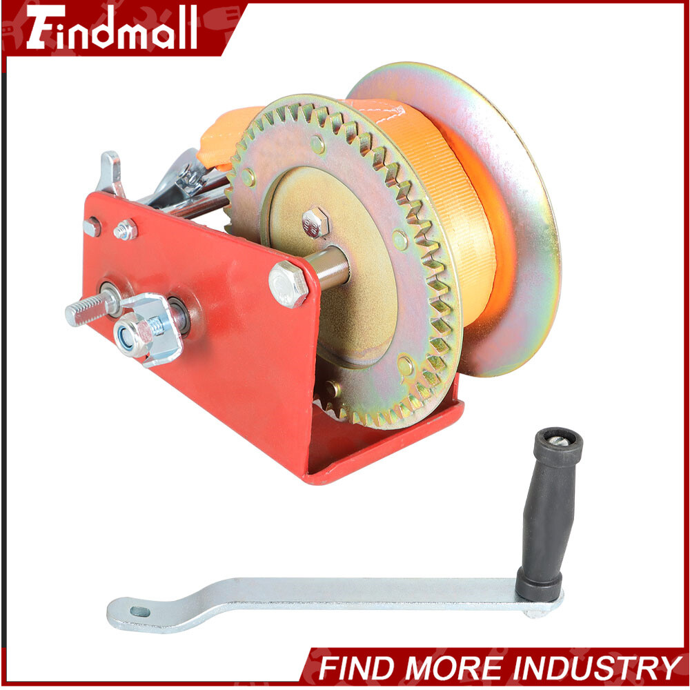 Findmall 3500 LBS Dual Speed Hand Winch Hand Crank Red Strap ATV Trailer Boat