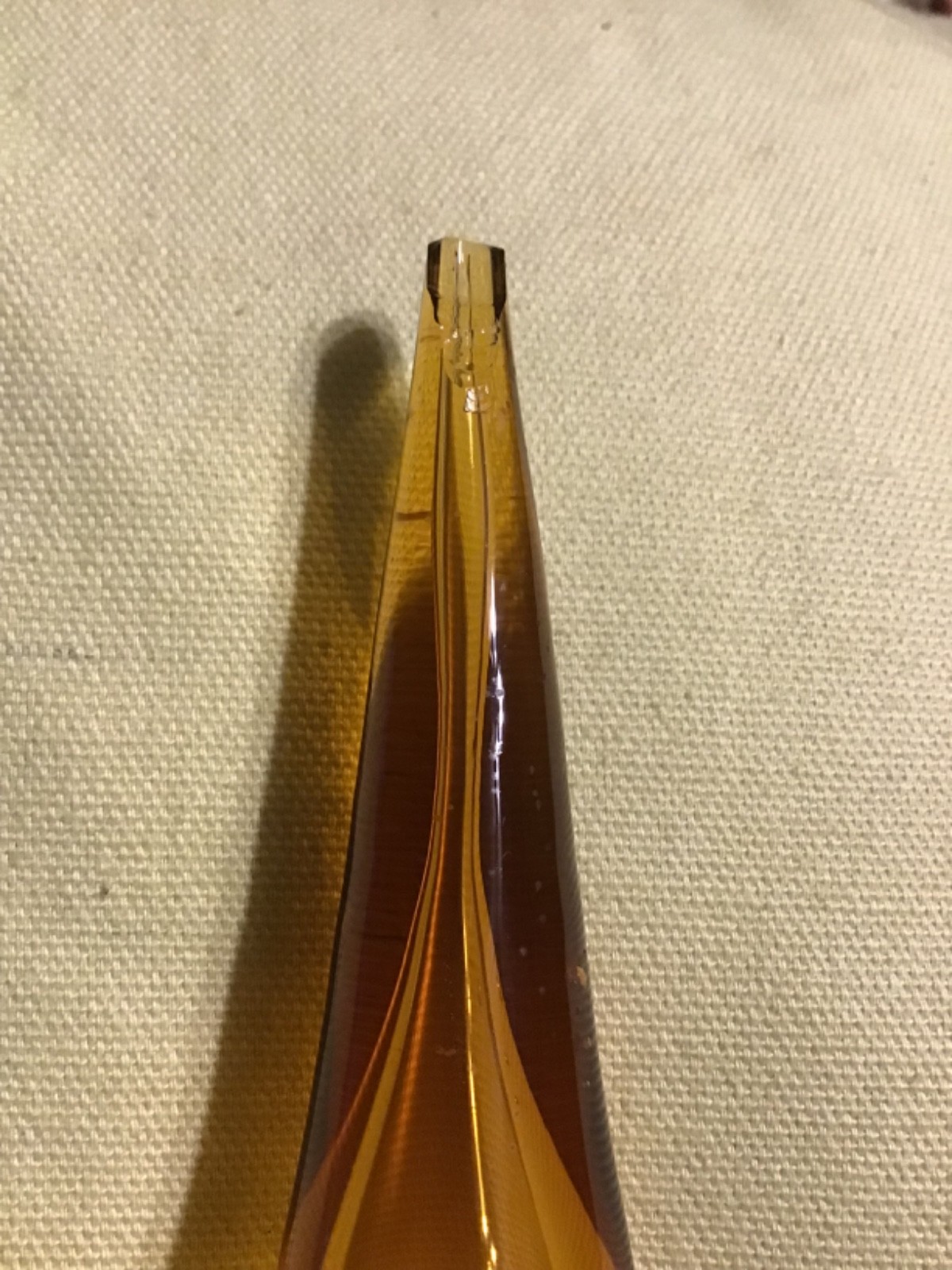 Vintage MCM Empoli Amber Smooth Glass Bottle Decanter Stopper Only, Approx 9.5”