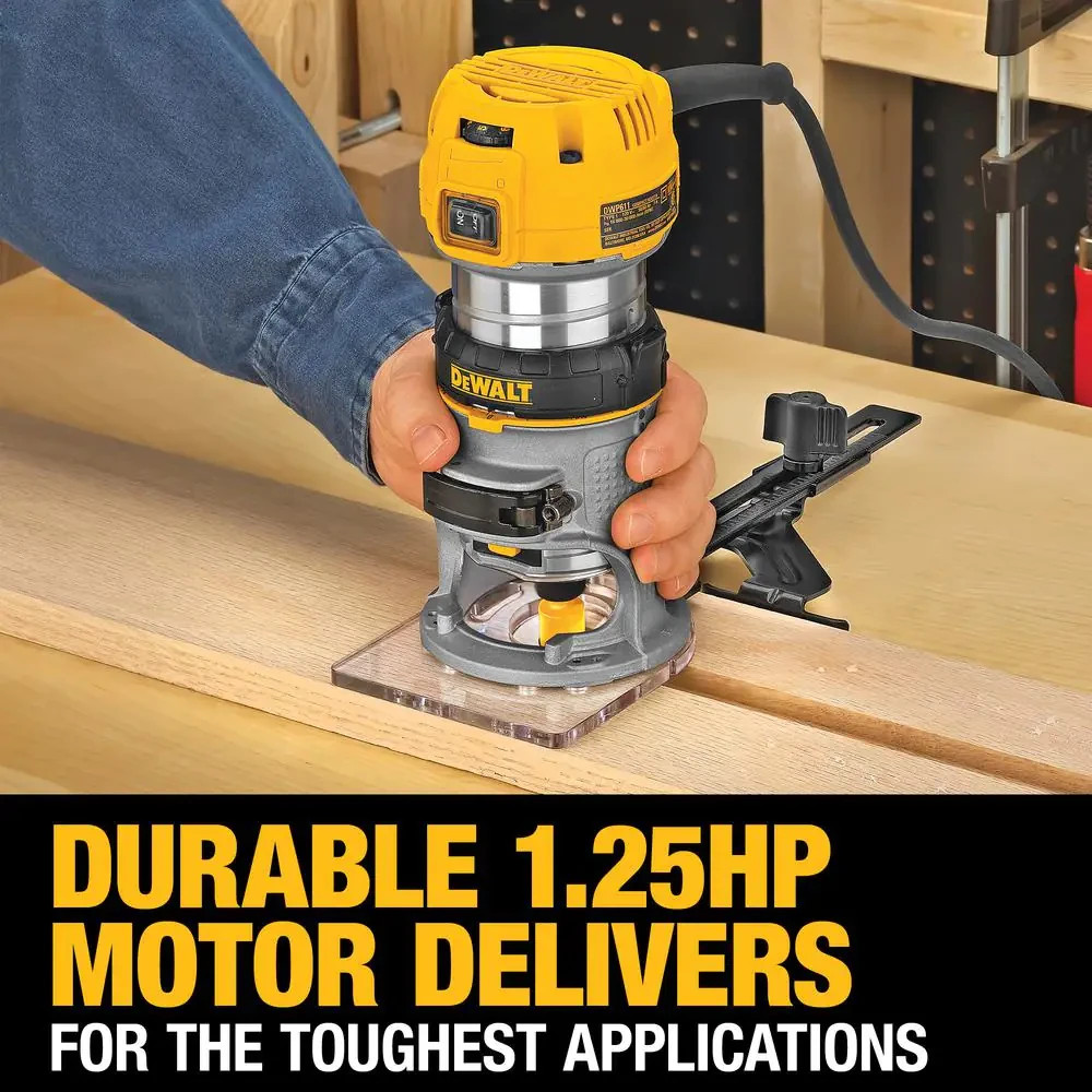 7 Amp Corded 1-1/4 HP Max Torque Variable Speed Compact Router with Leds
