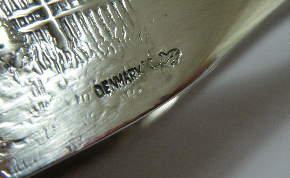 7" Large Vintage Hans Jensen Denmark Silver Plate Repousse Tavern Scene Tongs