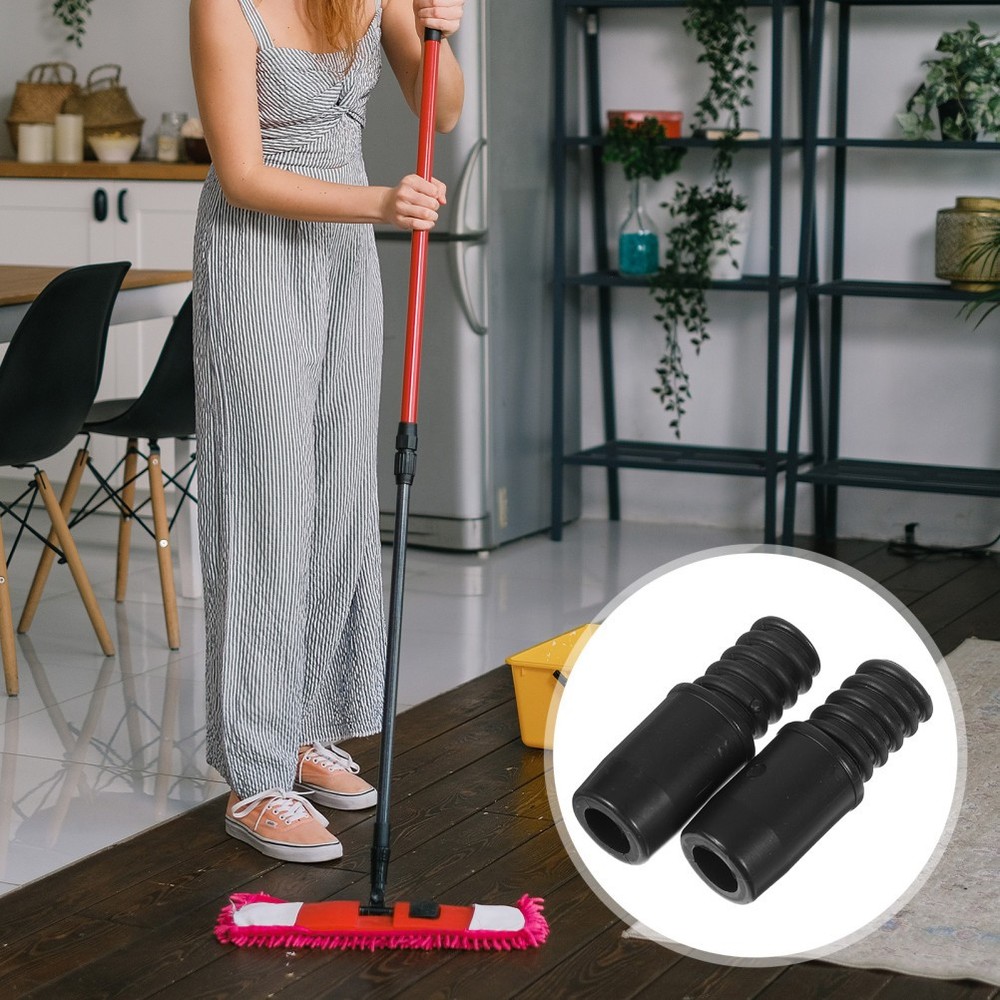 2 Pcs Plastic Broom Handle End Adapter Threaded Tips For Floor Cleaning Tools