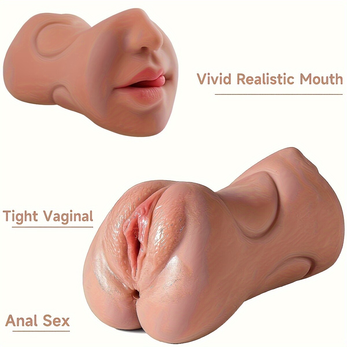 3 in 1 Realistic Oral Vagina Anal Pocket Pussy Male Masturbator Sex Toys for Men