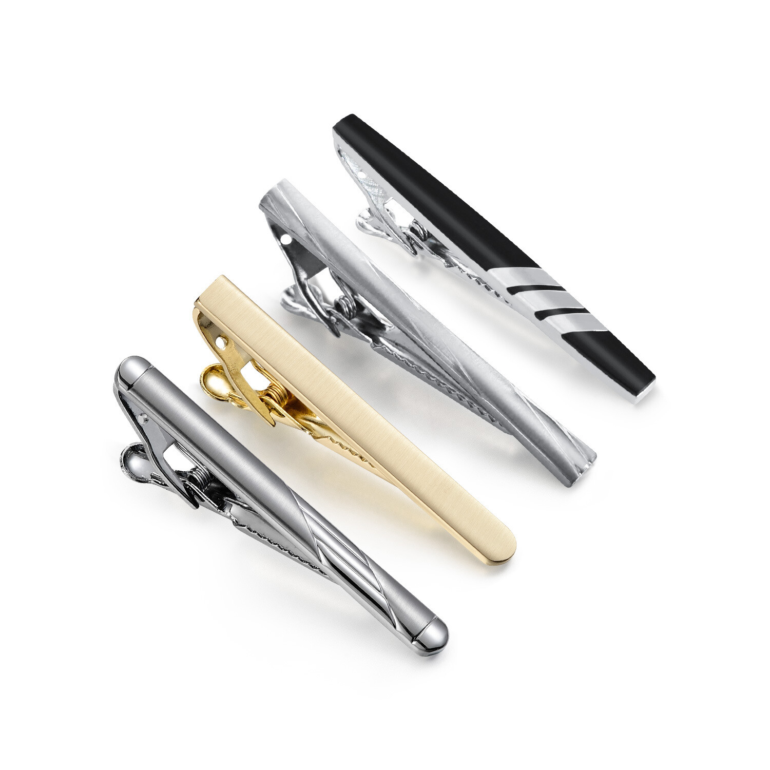 4pcs Tie Clip for Men Simple Mens Tie Bar Set for Father Husband Casual Wear