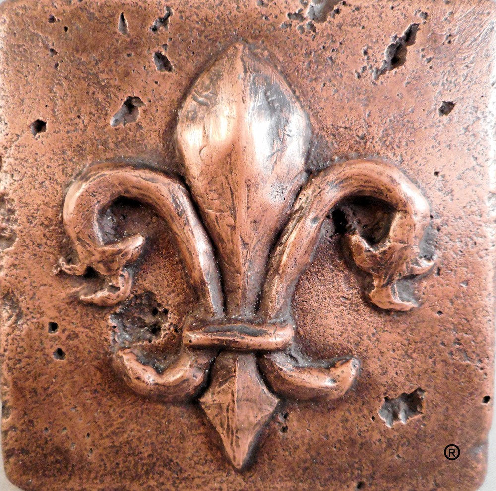 Copper Fleur d' Lis 4"X4" Decorative Wall Tile