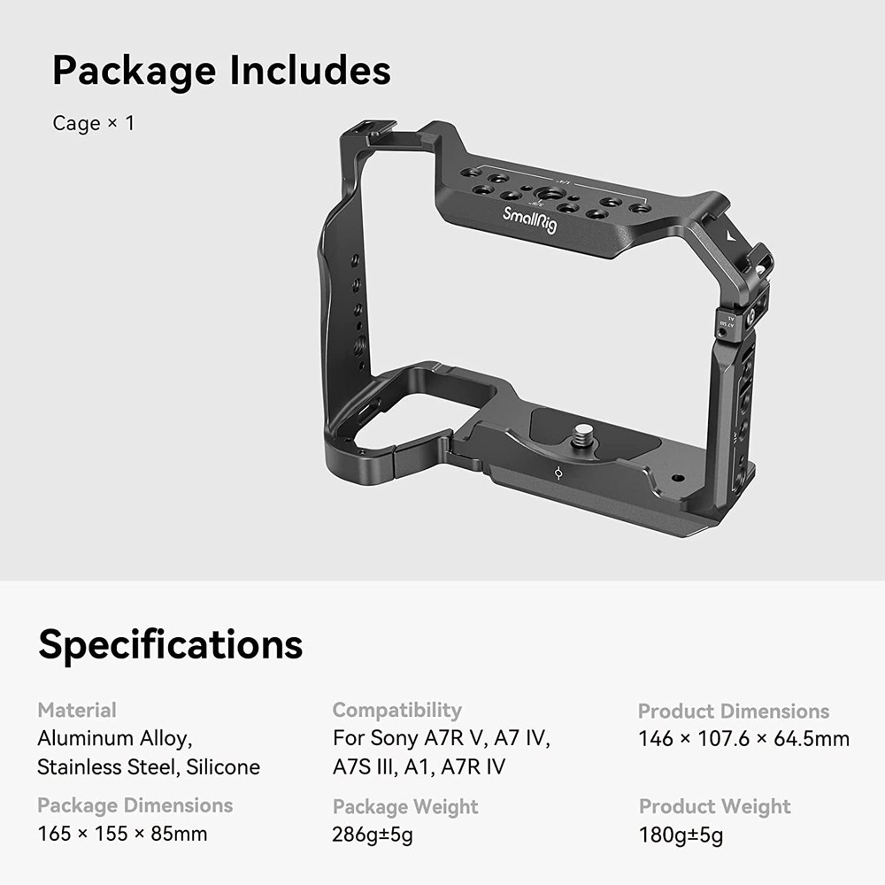 SmallRig a7iv Camera Cage + Screen Protector Gift for Sony Mirrorless Camera
