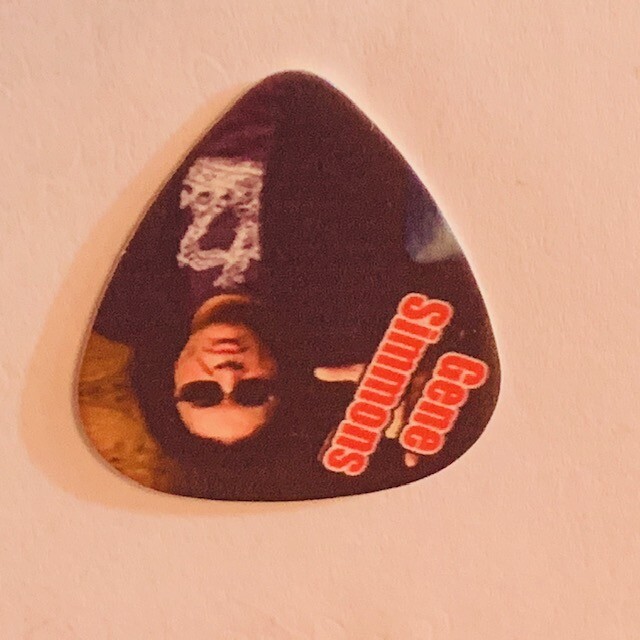 Kiss guitar pick concert memorabilia Gene Simmons Ace Frehley craft earring AB9