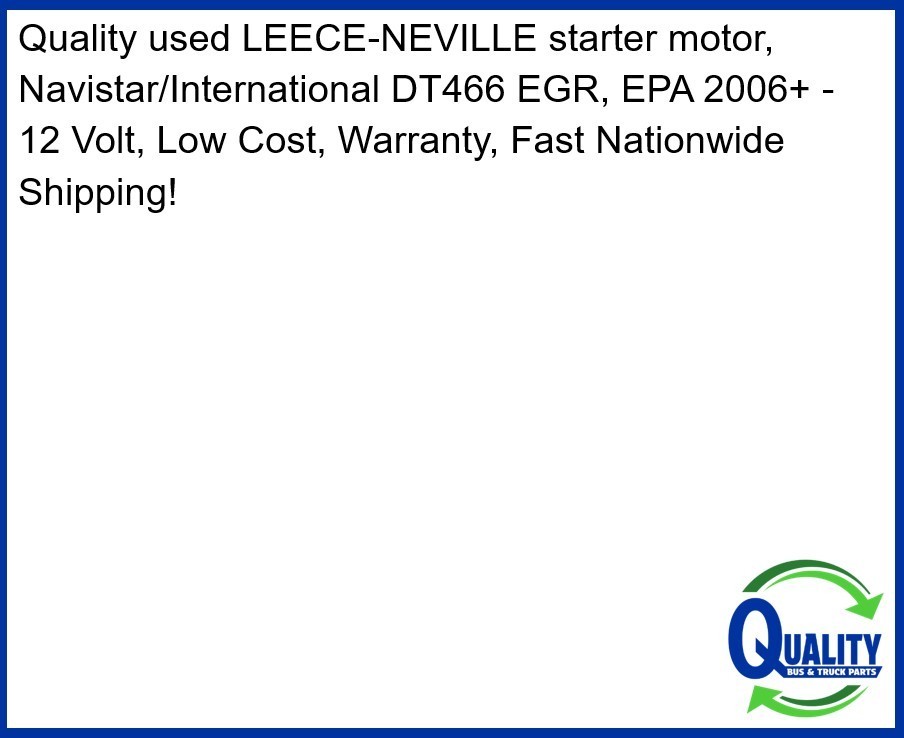 3593808C92 Starter Motor Navistar International DT466 EGR, LNM105602, MS2-570ND