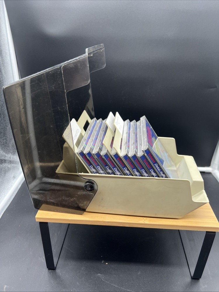 Vintage Data Case Floppy Disk Plastic Storage Case Caddy w/ dividers W CDs