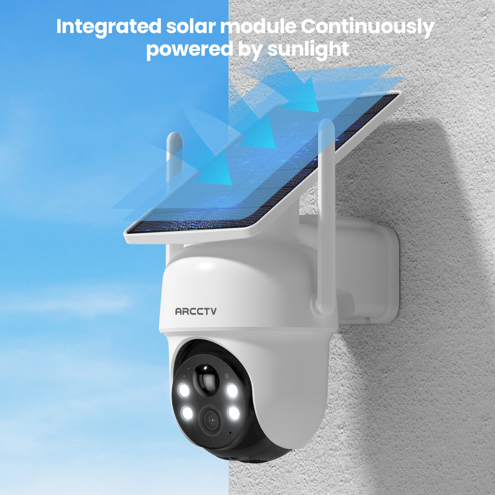 ARCCTV 4MP Outdoor Solar Security Camera System 360° PTZ Wireless Wifi Battery