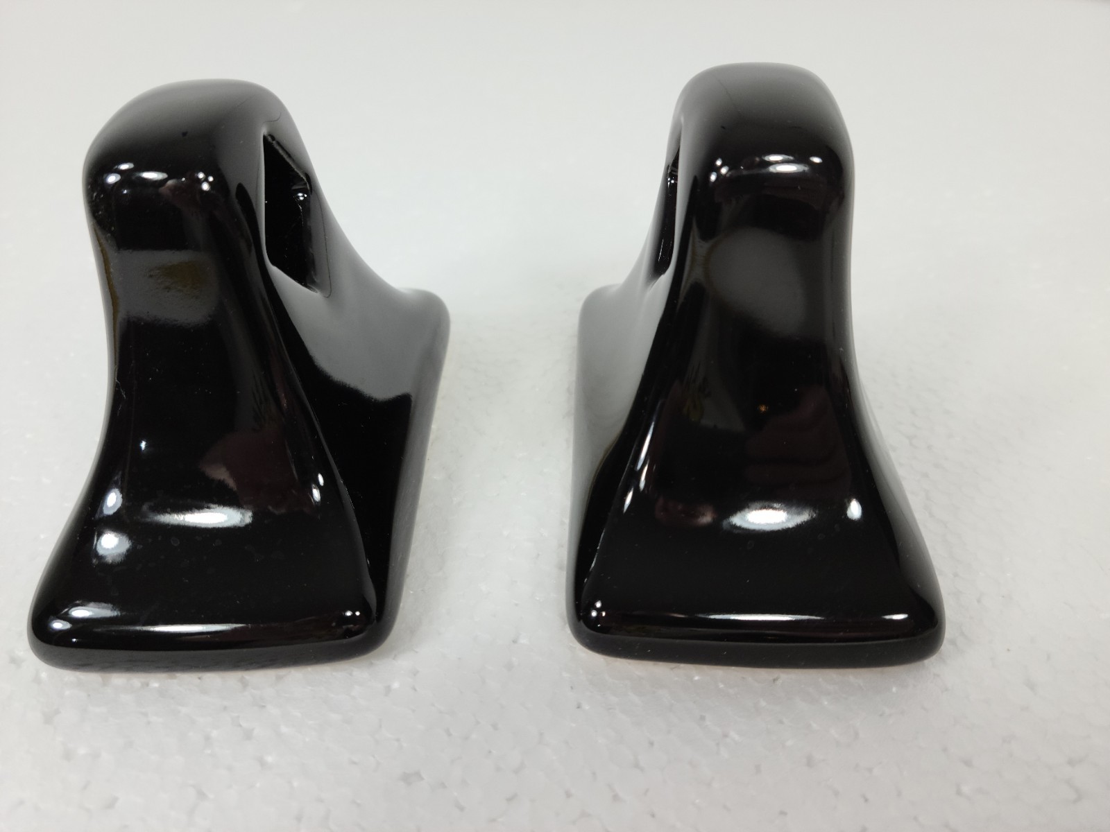 Vintage Black Ceramic Towel Bar Rod Rack Post Holders Flat Back Glue over Tile