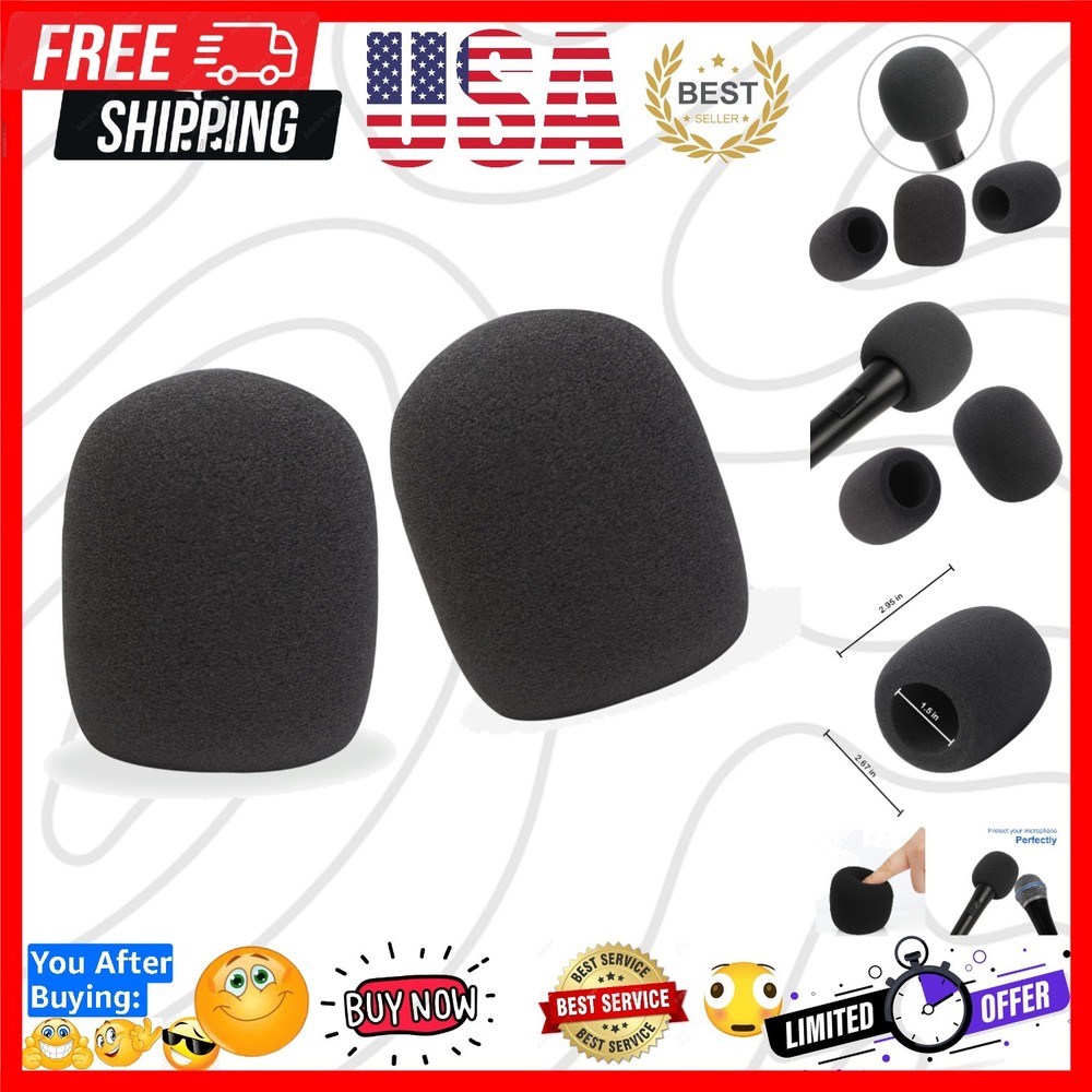 2 Pack Foam Mic Cover Handheld Microphone Windscreen