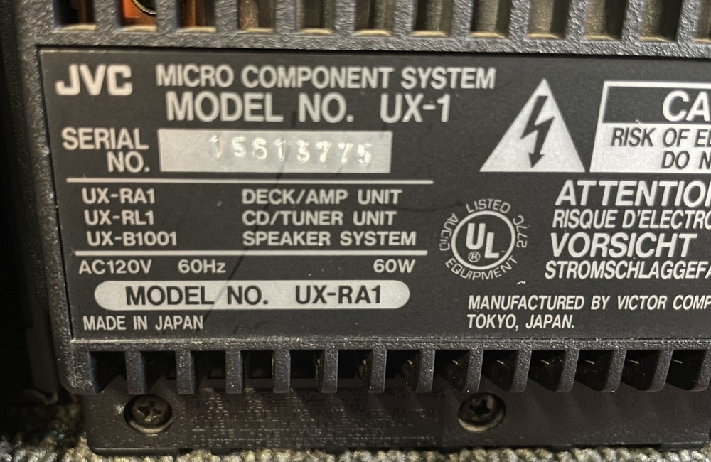 JVC Micro Component System Model UX-1