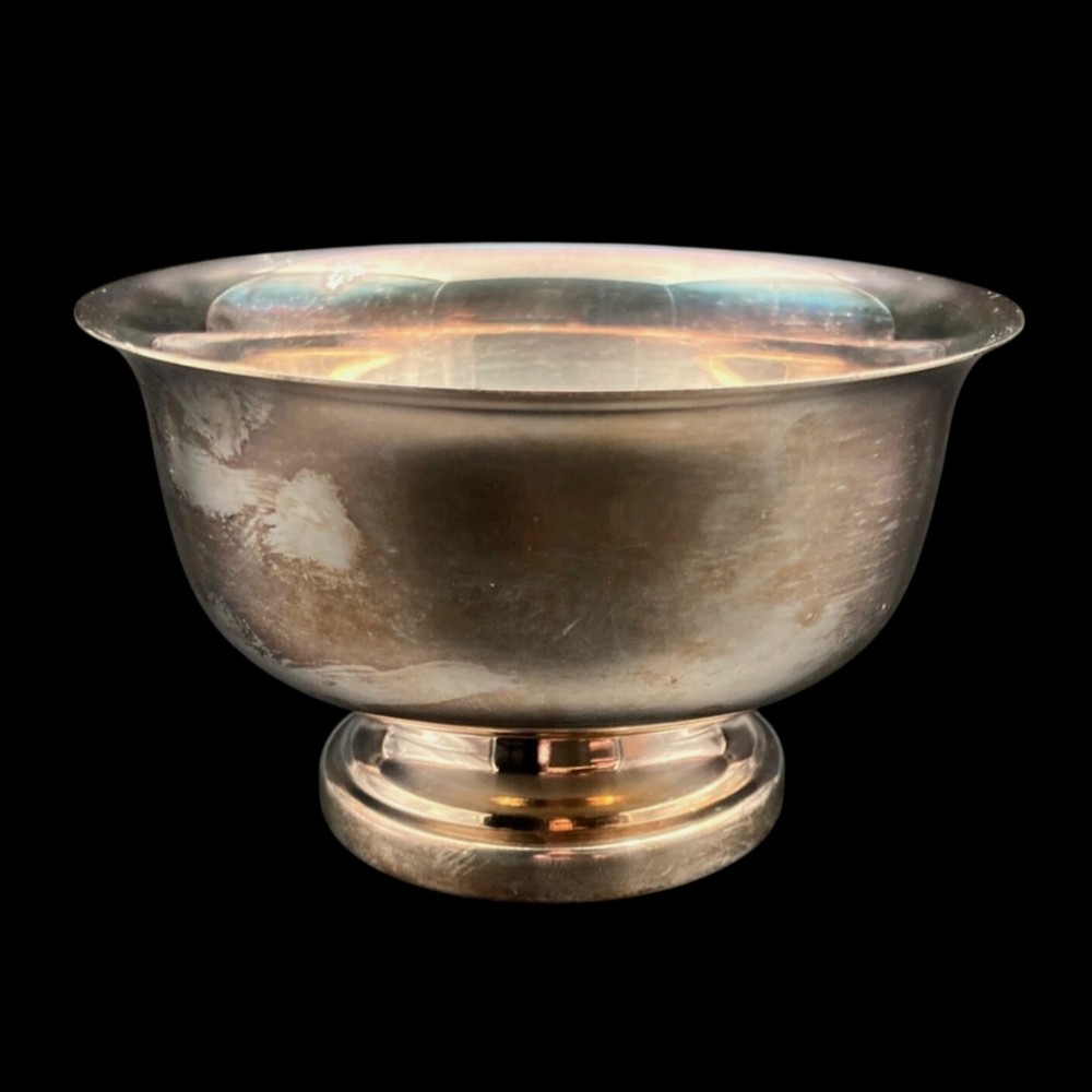 Silverplate Silver on Copper Open Pedestal Bowl Dish 2.25" Tall 3.5" Diameter