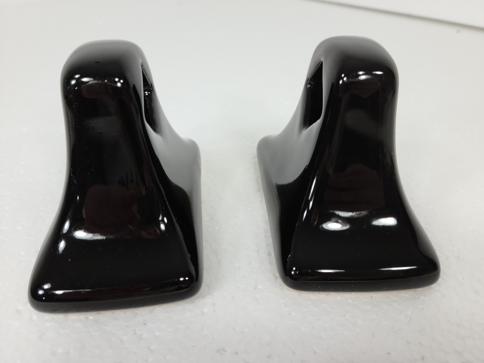 Vintage Black Ceramic Towel Bar Rod Rack Post Holders Flat Back Glue over Tile