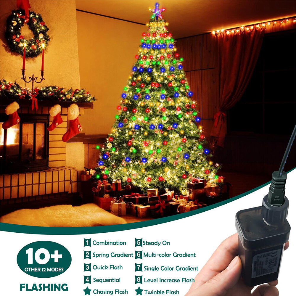 Christmas Tree Waterfall String Lights 160LED Color Changing fr Home Party Decor