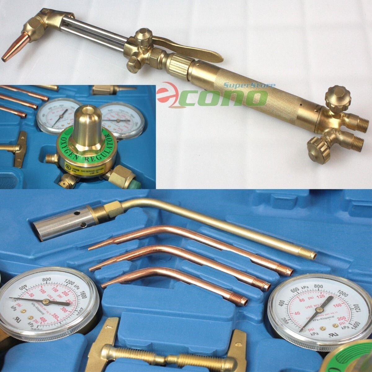 UL Oxygen Acetylene Regulator Gauges Victor Type Welding Cutting Torch Kit Hose