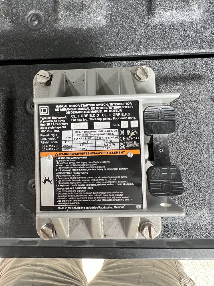 Square D 2510KR2H Manual Motor Starting Switch