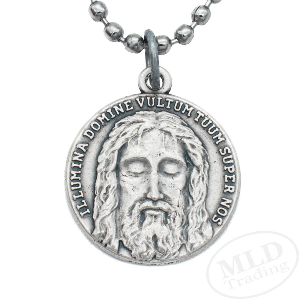 Holy Face of Jesus Medal Necklace – Italian Silver-Plated Catholic Pendant