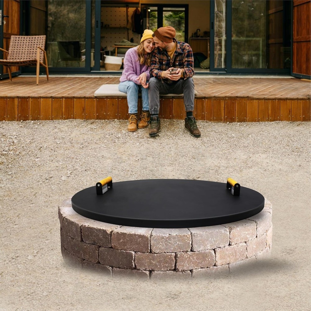 FEBTECH 31" Round Fire Pit Cover Perfect for Fire Pit Inside up to 29"